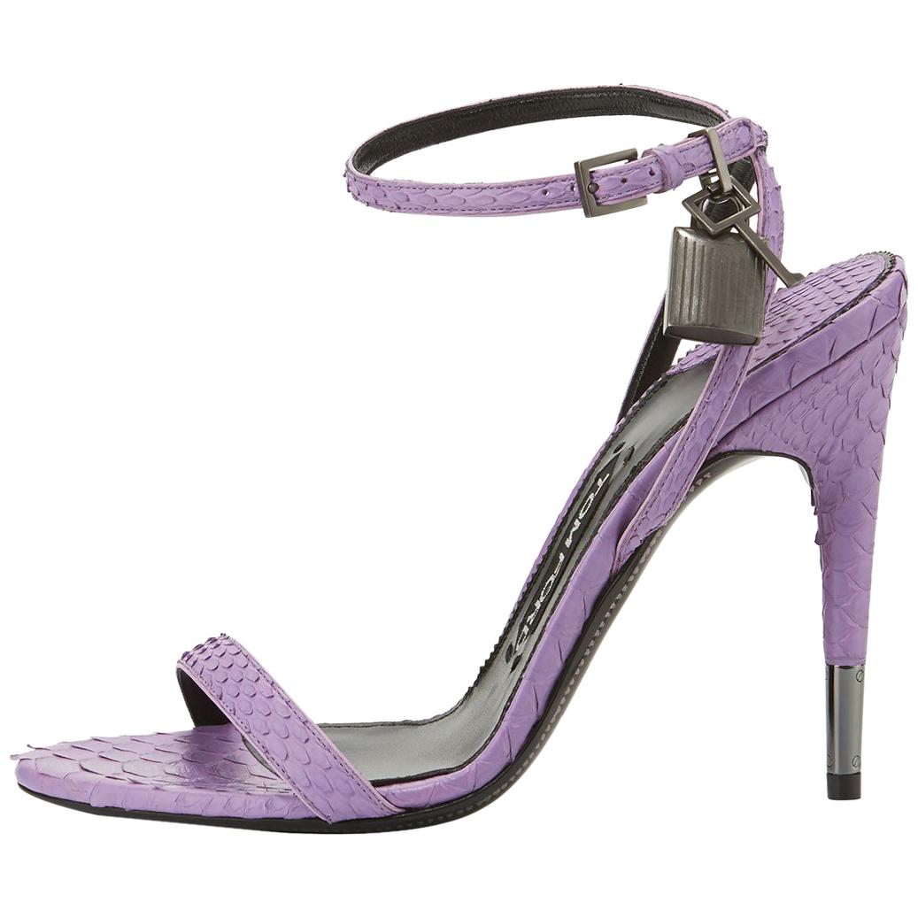 Tom Ford NEW Lavender Snakeskin Lock Strappy Evening Sandals Heels