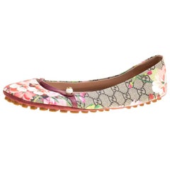 Gucci Biege GG Supreme Blooms Printed Canvas Ballet Flats Size 41