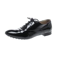 Tod's Navy Blue Patent Leather Lace Up Derby Size 38
