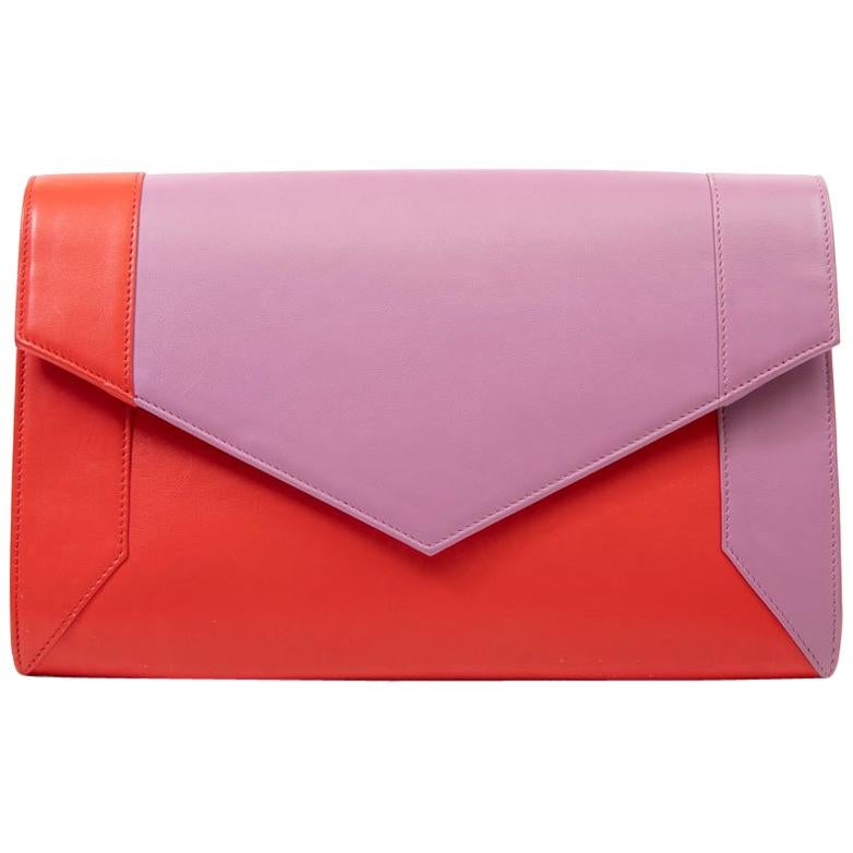 YLIANA YEPEZ Bicolor Pouch Bag in Purple and Red Leather