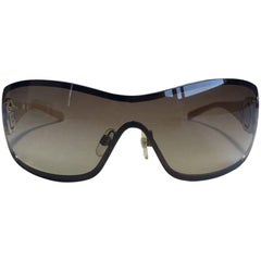 CHANEL Mask Sunglasses in Metal and Beige Plastic Branches