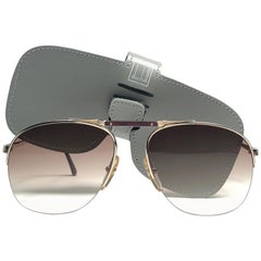 New Vintage Dunhill 6022 Real Wood Trims Details Half Frame Sunglasses France