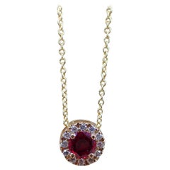 18k Yellow Gold Pendant with 0.48 carat Chatham Ruby and 0.09 carats of Diamond