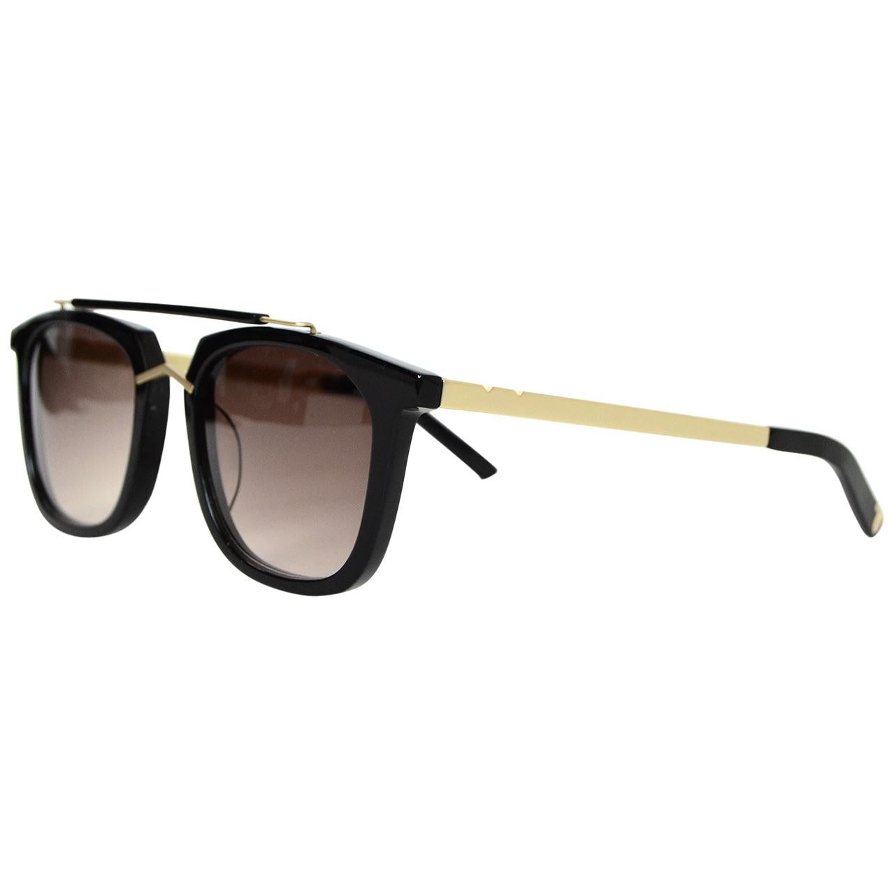 Pared Black/Gold Camels & Caravans Aviator Sunglasses w/ Brown Lenses rt. $270