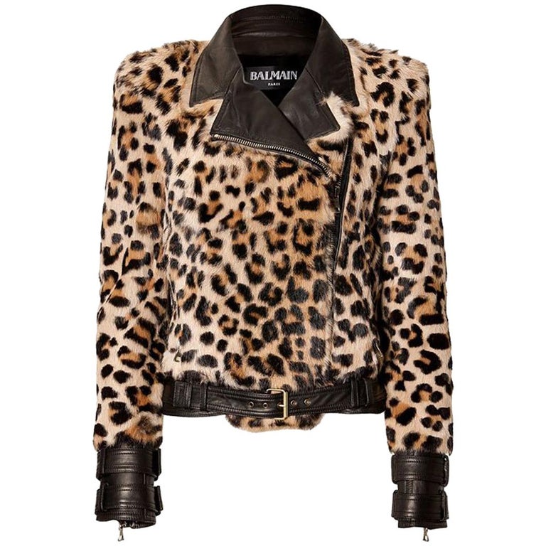 Balmain Leopard-Print Fur Biker Jacket at 1stDibs | balmain leopard jacket,  leopard skin jacket, leopard print jacket