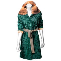 Etro Persian Lamb Coat with Mink Collar - Size 44 / US 8