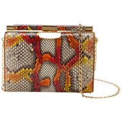 TYLER ELLIS Jamie Clutch Small Kaleidoscope Python Gold Hardware