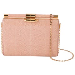 TYLER ELLIS Jamie Clutch Small Light Pink Lizard Gold Hardware