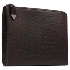 TYLER ELLIS Ben Attache Brown Matte Alligator Gunmetal Hardware