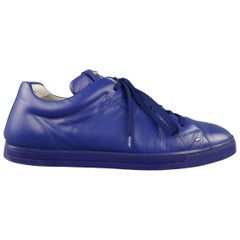 FENDI Size 10 Royal Blue Leather Low Top Sneakers