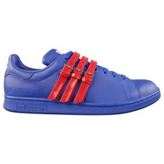 ADIDAS x RAF SIMONS Size 9.5 Royal Blue & Red Leather Stan Smith Sneakers