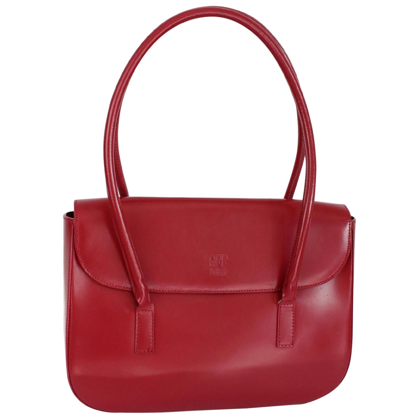 Gianfranco Ferrè Shoulder Tote Bag Patient Leather Vintage Red, 1970s