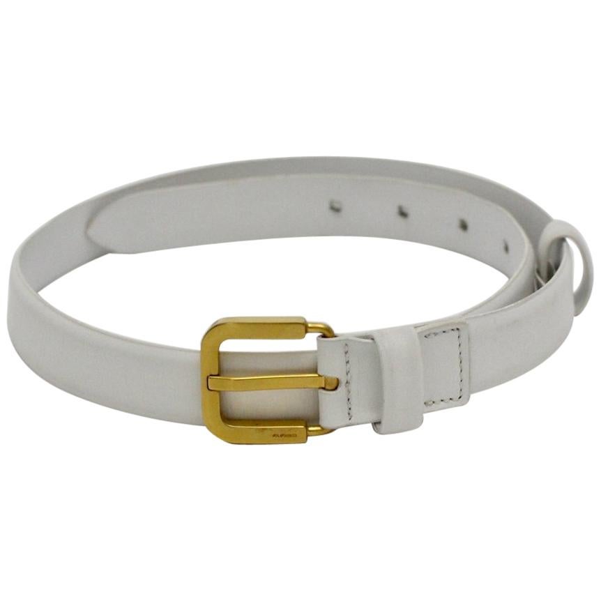 Jil Sander Vintage White Leather Belt Size 70 For Sale