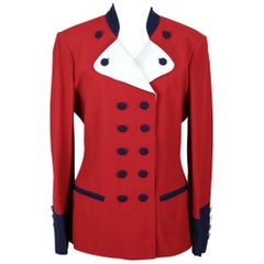 1990s Moschino Cheap & Chic Red Blue & White Military or Riding Style Blazer