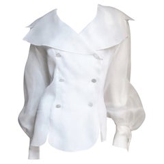  Emmanuelle Khanh White Silk Blouse Shirt 1980s