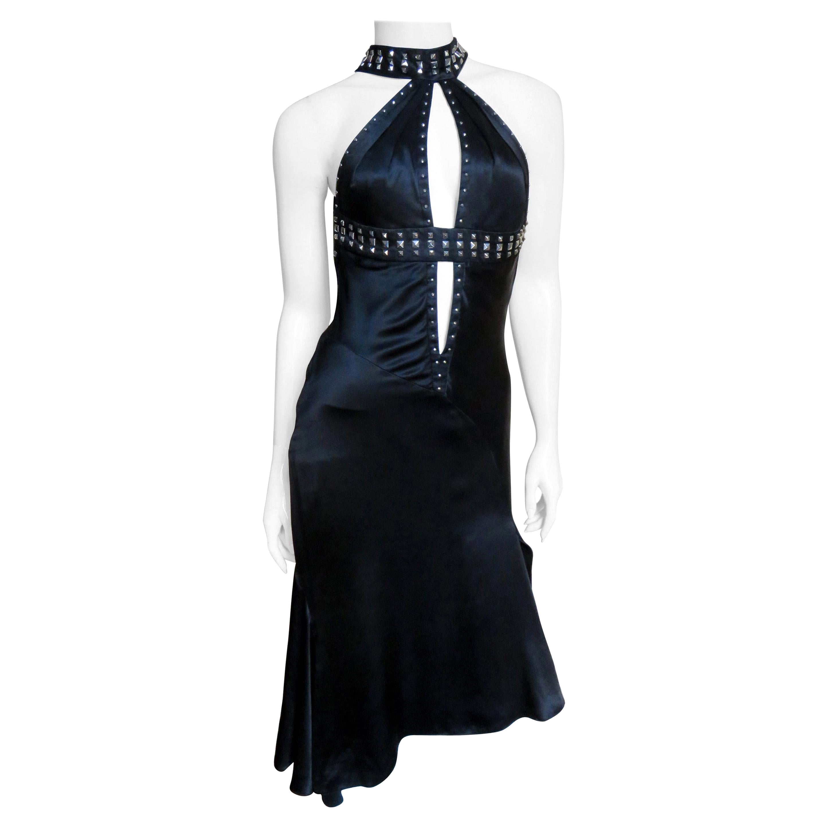   Versace Silk Dress with Studs S/S 2004 For Sale