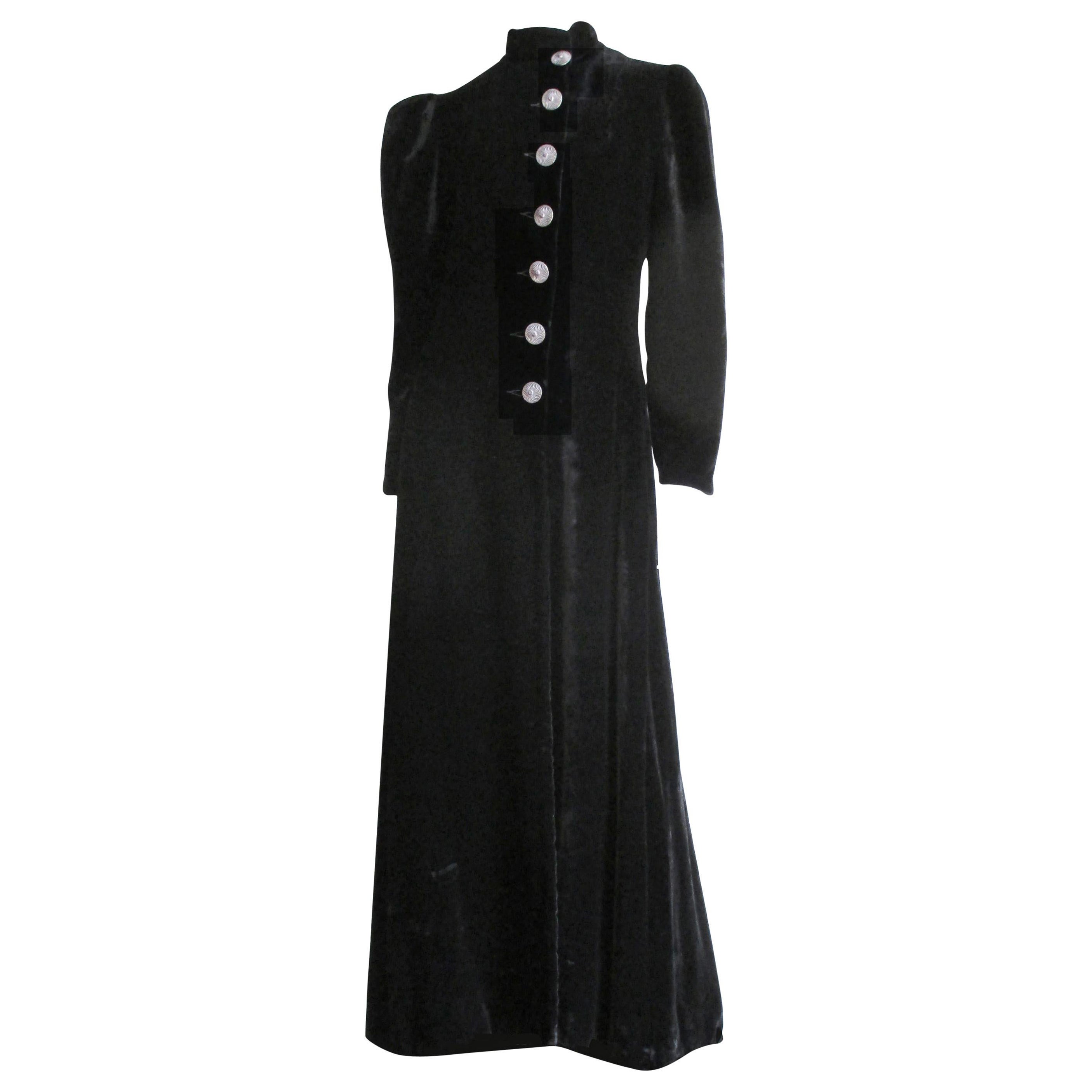 Gladding's 1930s Silk Velvet Full Length Coat For Sale