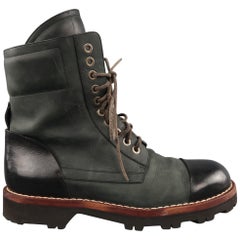 DOLCE & GABBANA Size 10.5 Black Two Toned Leather Boots