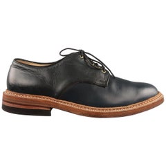 ALDEN Size 8.5 Navy Solid Leather Lace Up Shoes