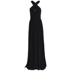  Halston Heritage Cutout Knotted Stretch-Jersey Gown in Black Size 2