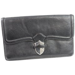 Vintage 40's Hermes Lady Clutch in Black Lizard