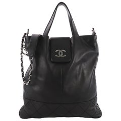 Chanel Expandable Ligne Messenger Bag Leather Large