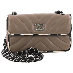 Chanel Vintage CC Chain Flap Bag Chevron Lambskin with Satin Mini