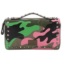  Valentino Rockstud Travel Wallet Camo Leather and Canvas