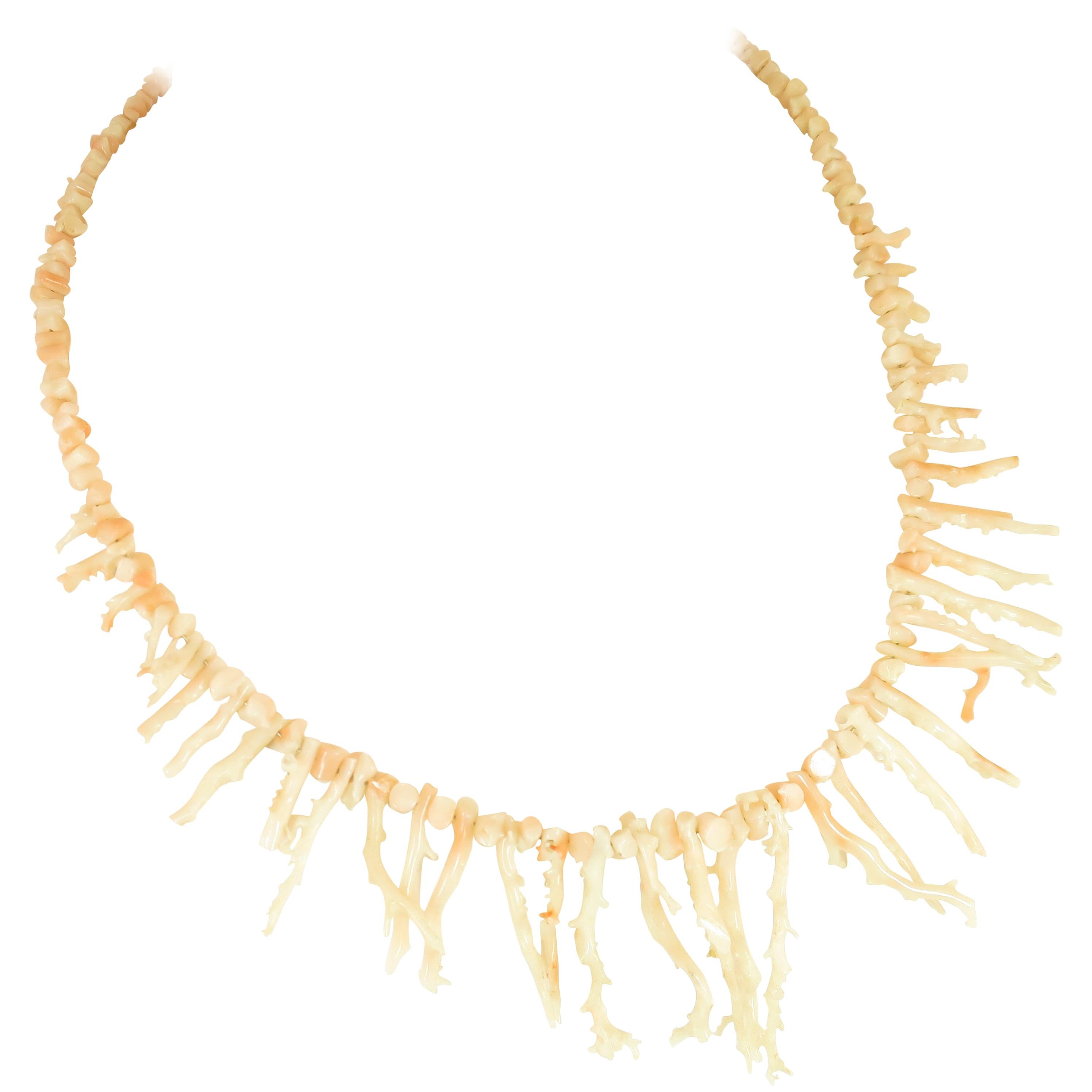Angel Skin Coral Branch Necklace 1930s For Sale