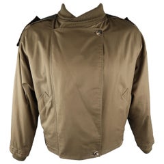 GIANNI VERSACE 42 Olive Solid Cotton Cropped Jacket