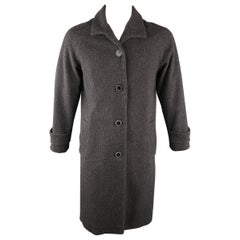 JEAN PAUL GAULTIER 40 Charcoal Tweed Wool Blend Long Coat