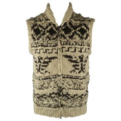 RRL by RALPH LAUREN M Khaki Hand Knit Wool Vest Sweater