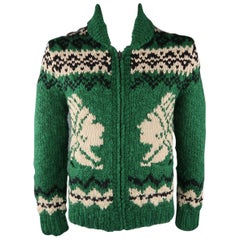 RRL by RALPH LAUREN M Green Hand Knit Wool Jacket / Sweater