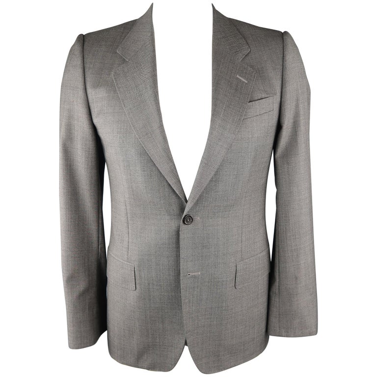 YVES SAINT LAURENT 38 Gray Solid Wool Sport Coat For Sale at 1stDibs