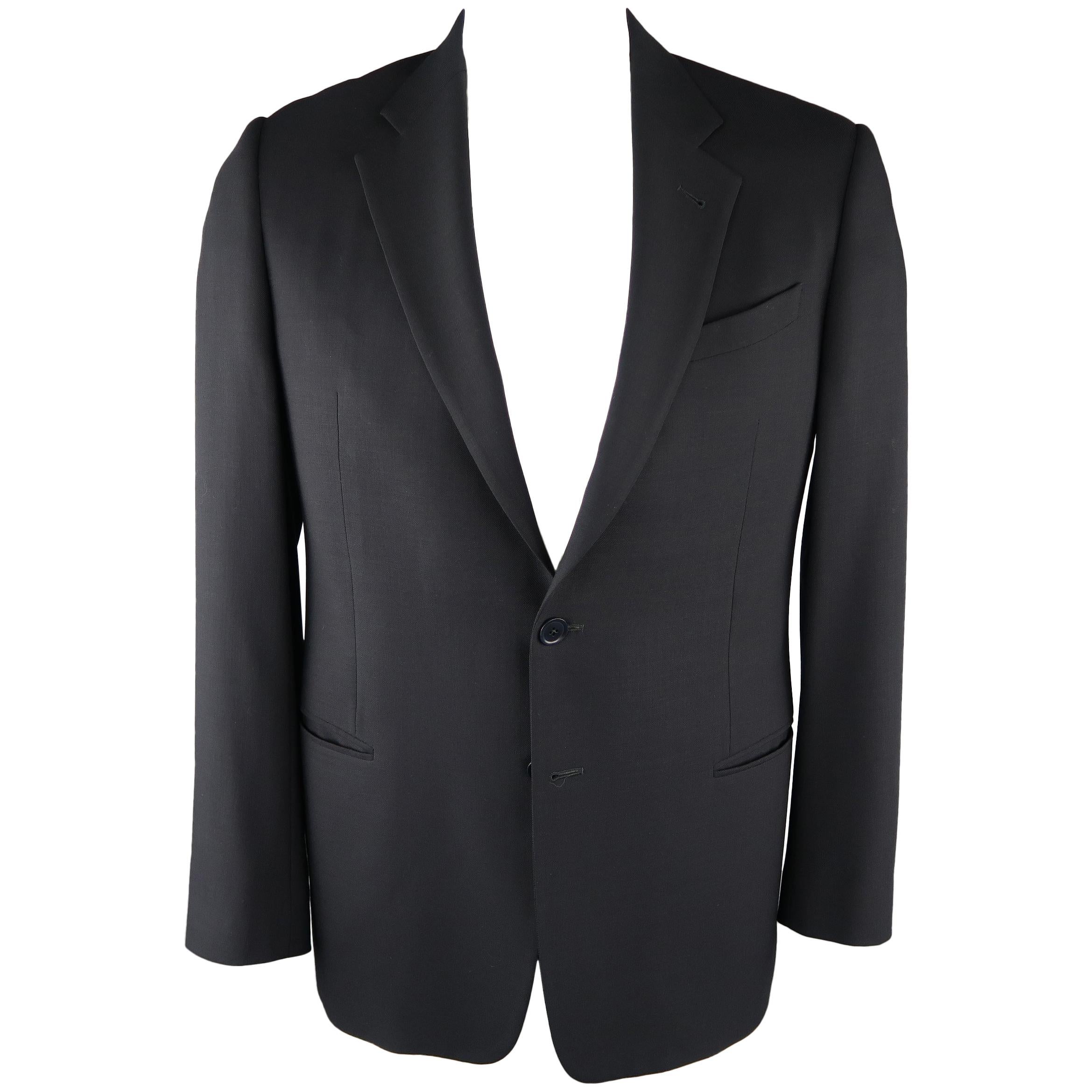 ARMANI COLLEZIONI 42 Regular Navy Solid Wool Blazer / Sport Coat