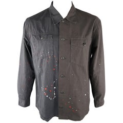 JOHN ELLIOTT + CO 44 Charcoal Painted Cotton Shirt Jacket