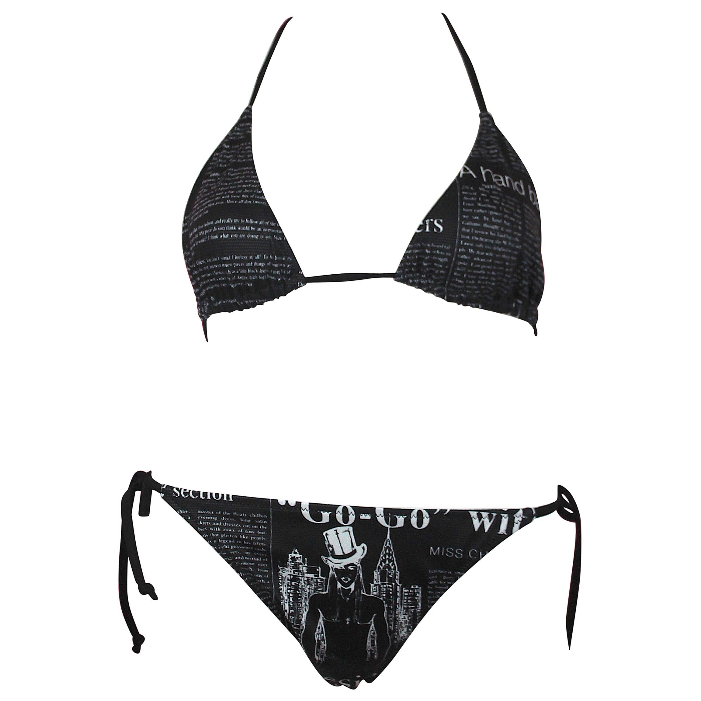 John Galliano Gazette Print Bikini Swimsuit, S / S 2011, Size US 4