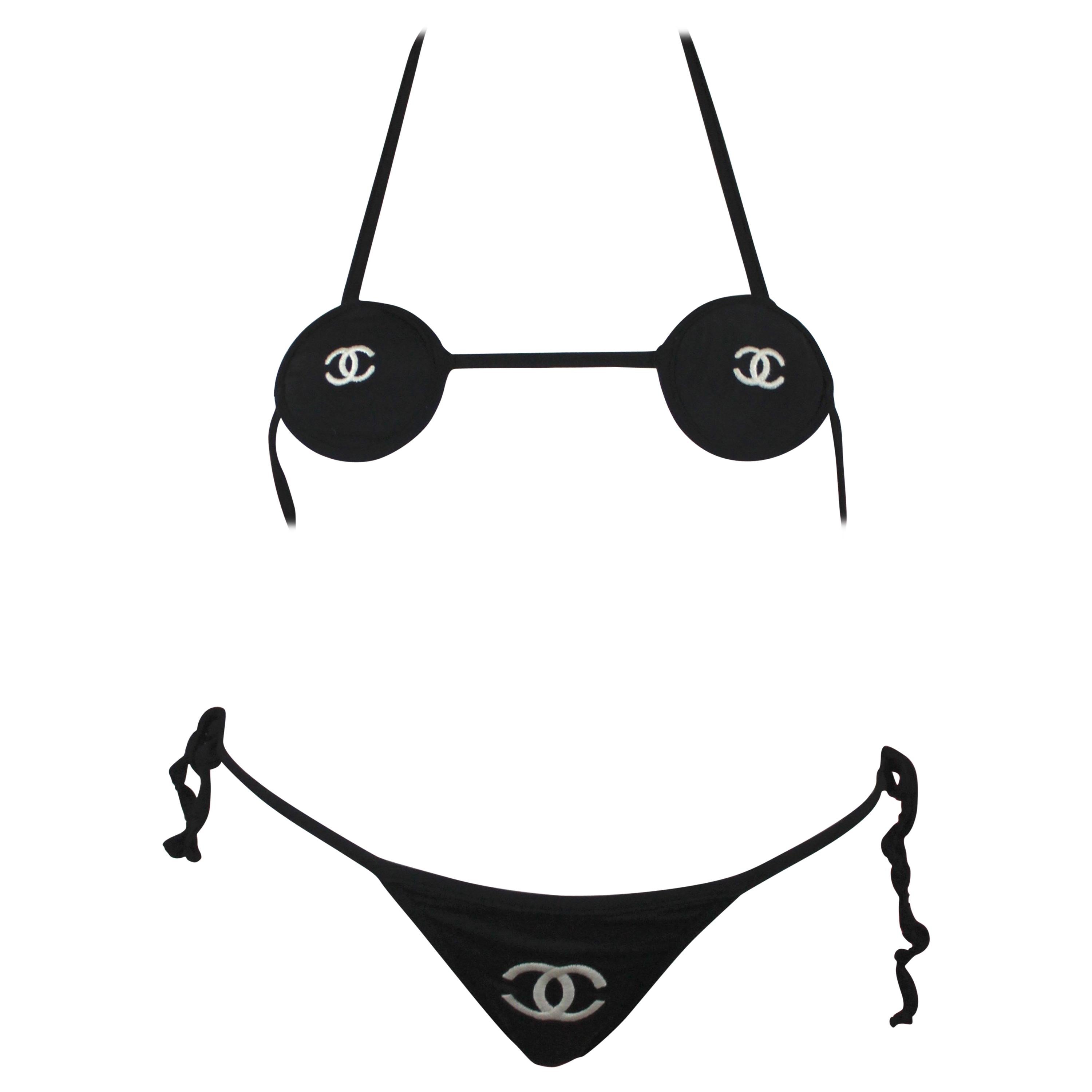 CHANEL, Swim, Chanel Vintage Cruise 996 Black White Cc Logo 96c Onepiece  Swimsuit Bodysuit