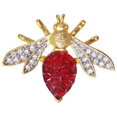KJL Kenneth Jay Lane Wasp Fly Insect Pin Brooch w Faceted and Carved Crystals