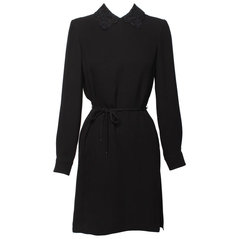 Louis Vuitton Black Lace Collar Dress For Sale at 1stDibs