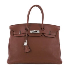 Hermes Birkin Handbag Sienne Togo with Palladium Hardware 35