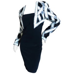 Bob Mackie for Nieman Marcus Crystal Bead and Sequin 1980s Cocktail Dress