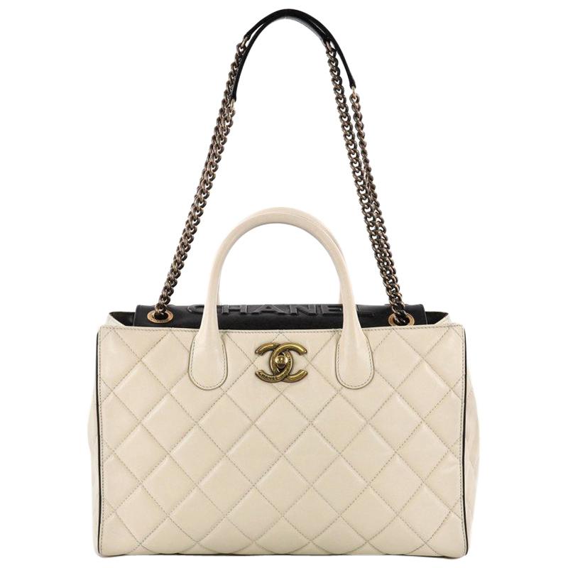 Chanel Portobello Logo Tote Quilted Lambskin Large at 1stDibs