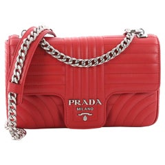 Prada Chain Flap Shoulder Bag Diagramme Quilted Leather Medium