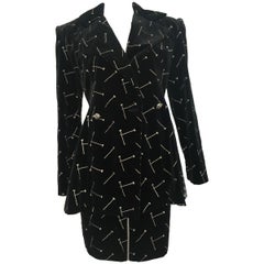 Patrick Kelly 1988 Black Velvet 'Nail' Skirt Suit Size 4.