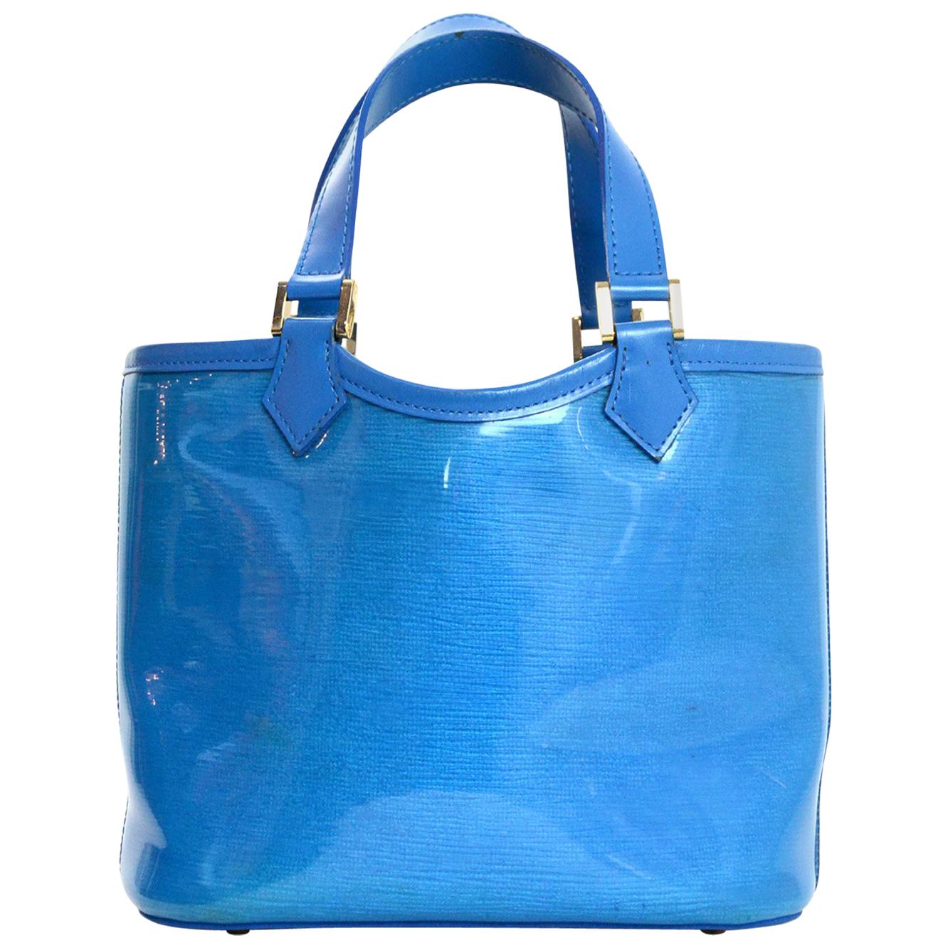 Louis Vuitton Blue Vinyl Epi Plage Leather Mini Lagoon Bay Bucket Drawstring Bag