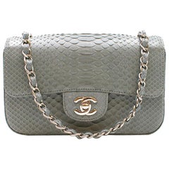 Chanel Grey Python Mini Flap Bag