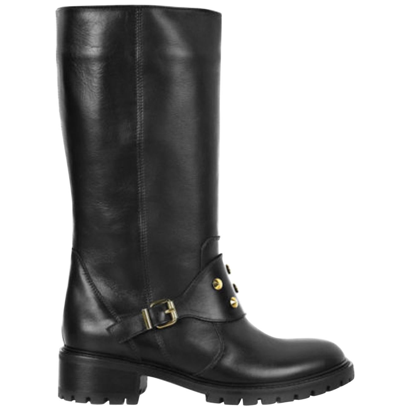 Fendi Spiked Leather Biker Boots 