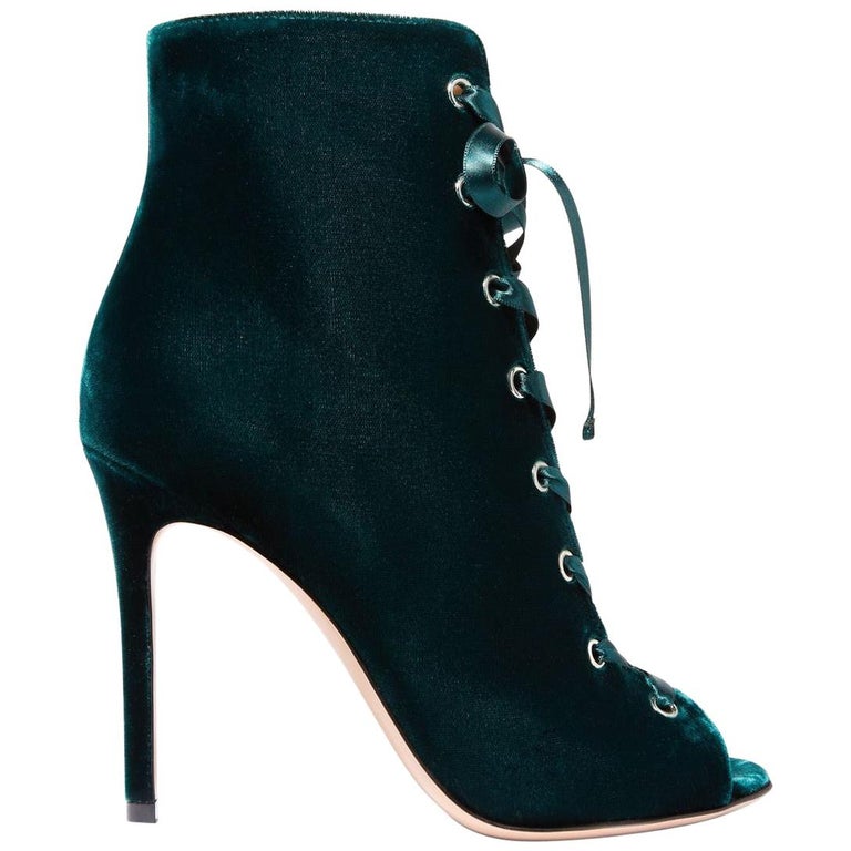Gianvito Rossi Marie 100 Lace-Up Velvet Boots at 1stDibs