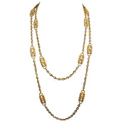 Vintage JBK Jacqueline Kennedy Gold Tone Rhinestone Double Strand Paperclip Necklace